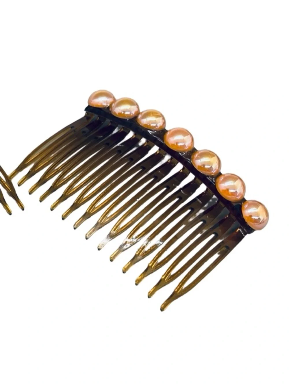 Chic Orange Iridescent Pearl-Embellished Hair Combs 2 pc Set FINAL PRICE DROP